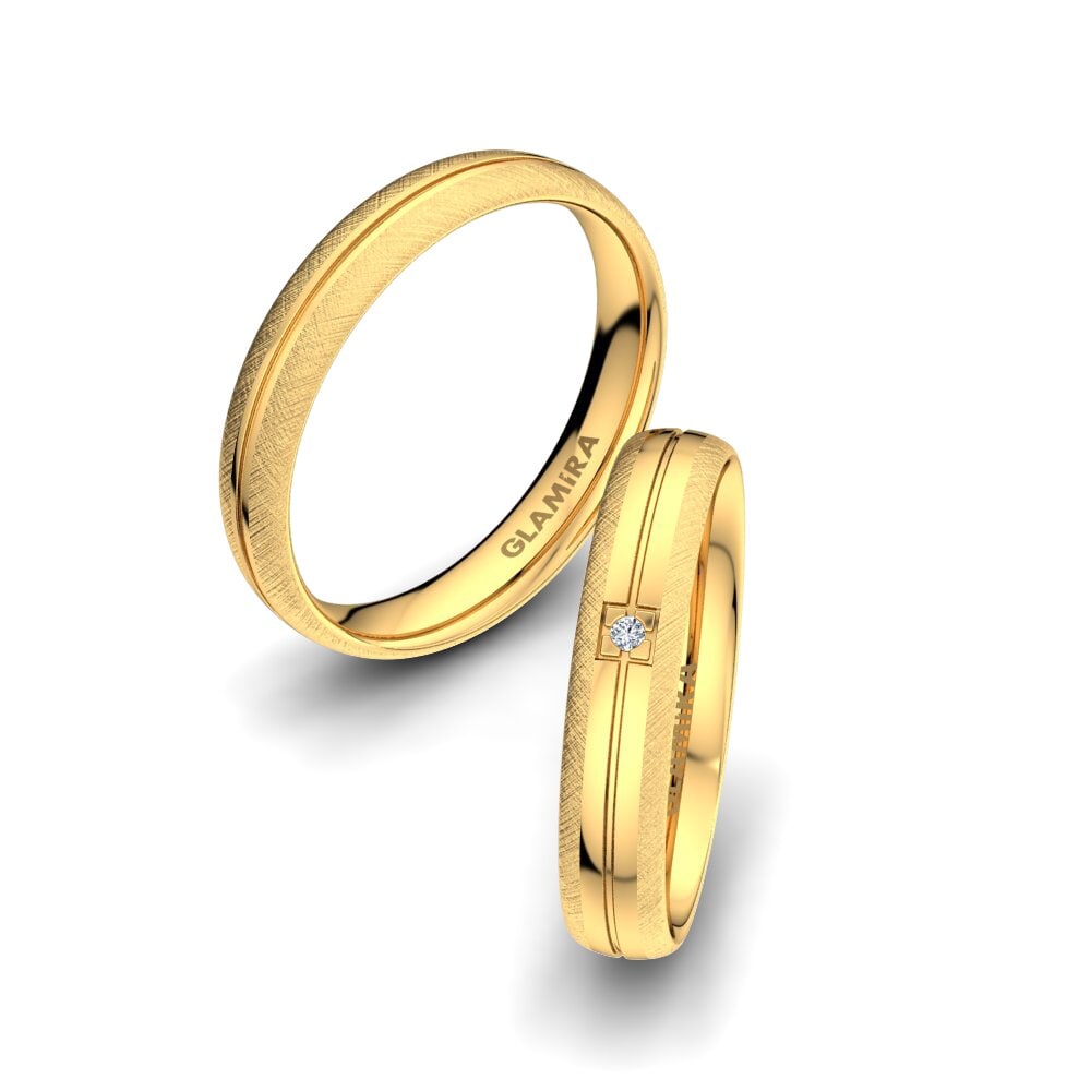 Żółte Złoto 585 Diament Laboratoryjny Obrączka ślubna Sense Beauty 4 mm