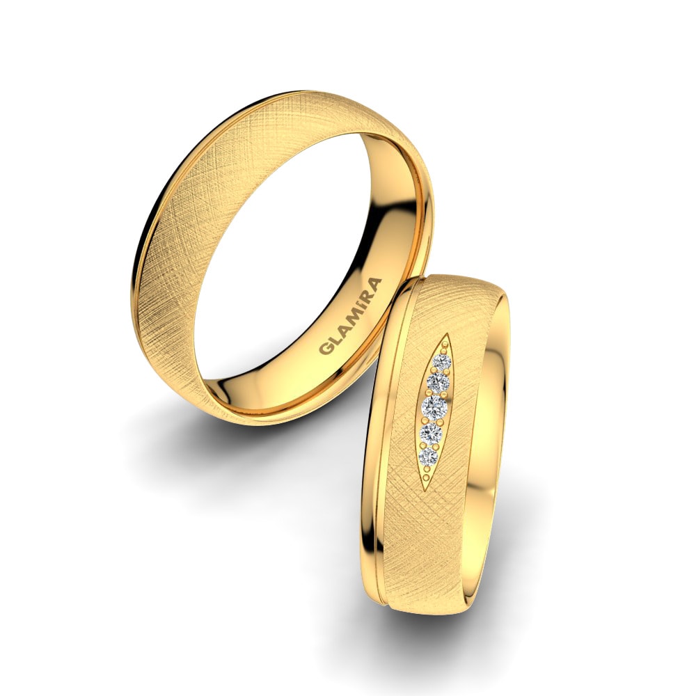 14k Yellow Gold Wedding Ring Romantic Thought 6 mm