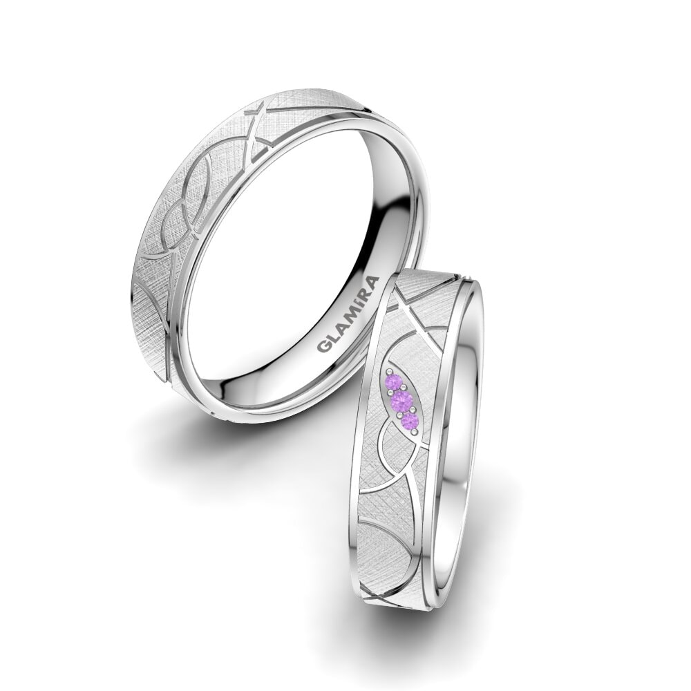 Amethyst Wedding Ring Golden Aura 5 mm