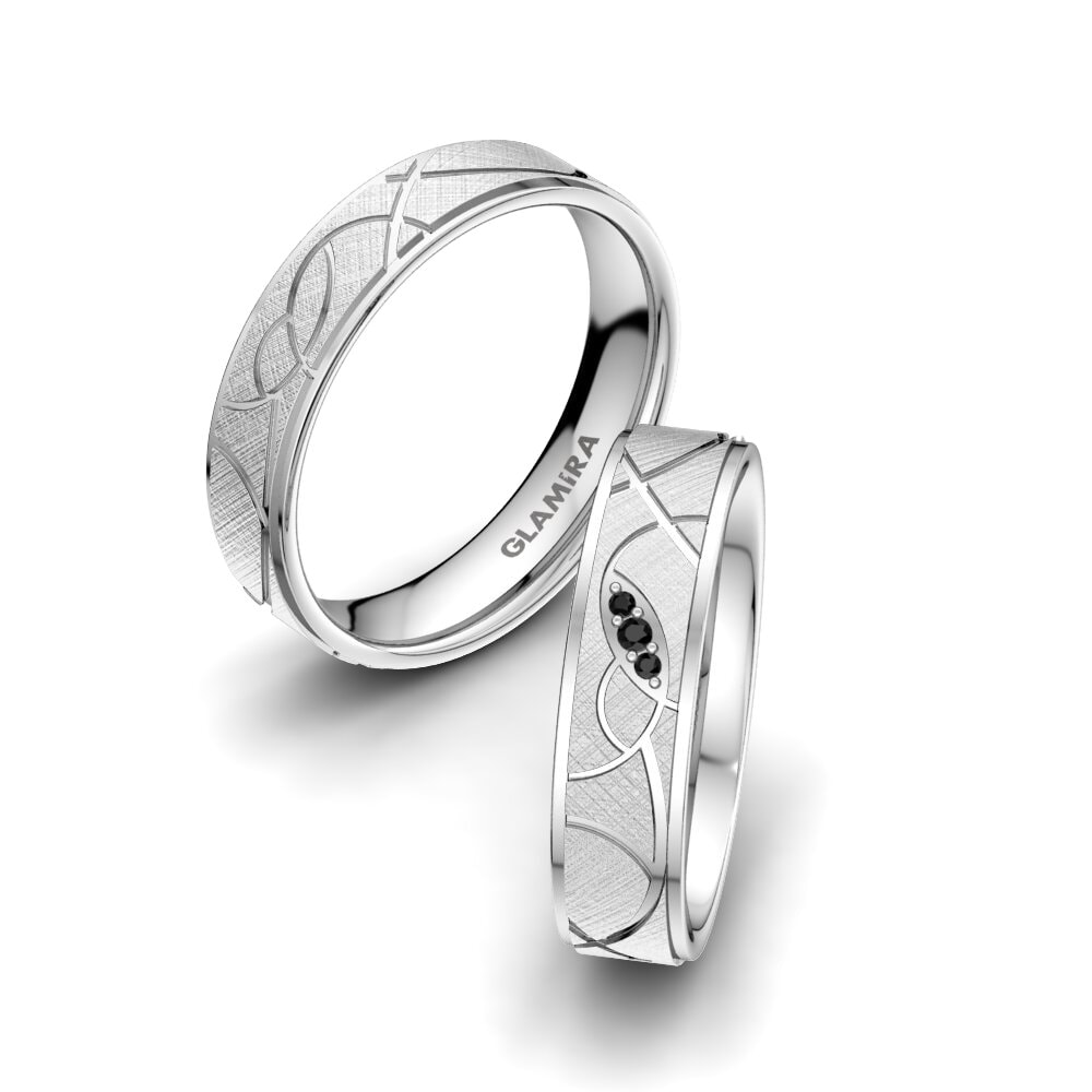 Zafiro negro Anillo de boda Golden Aura 5 mm