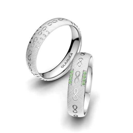 Infinity Shiny 5 mm Oro Blanco 585 & Diamante Verde