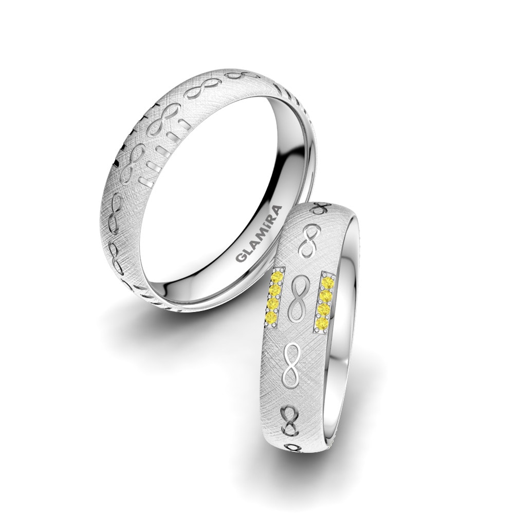 Nhẫn cưới Infinity Shiny 5 mm Đá Sapphire Vàng