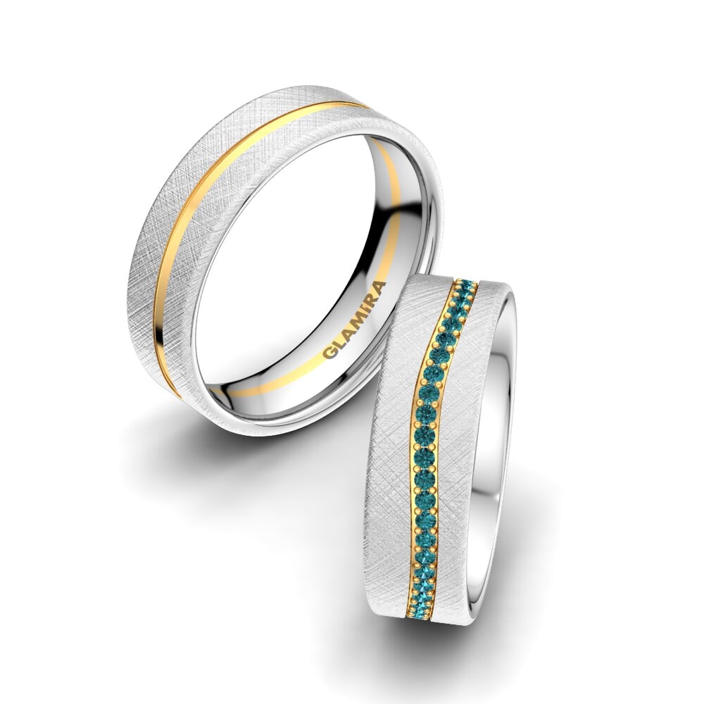 Diamante Azul Anillo de boda Marvelous Darling 6 mm