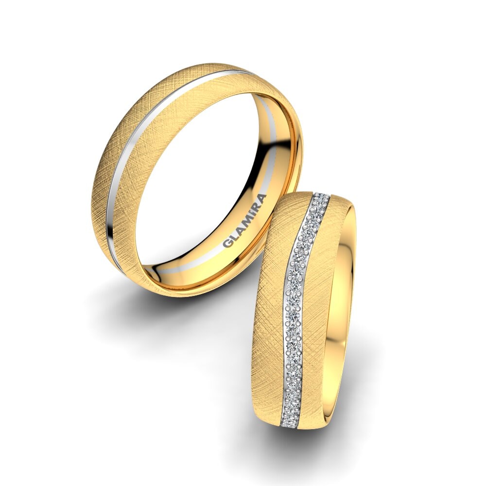 Amarelo & Branco-14K Anel de Casamento Marvelous Darling 6 mm