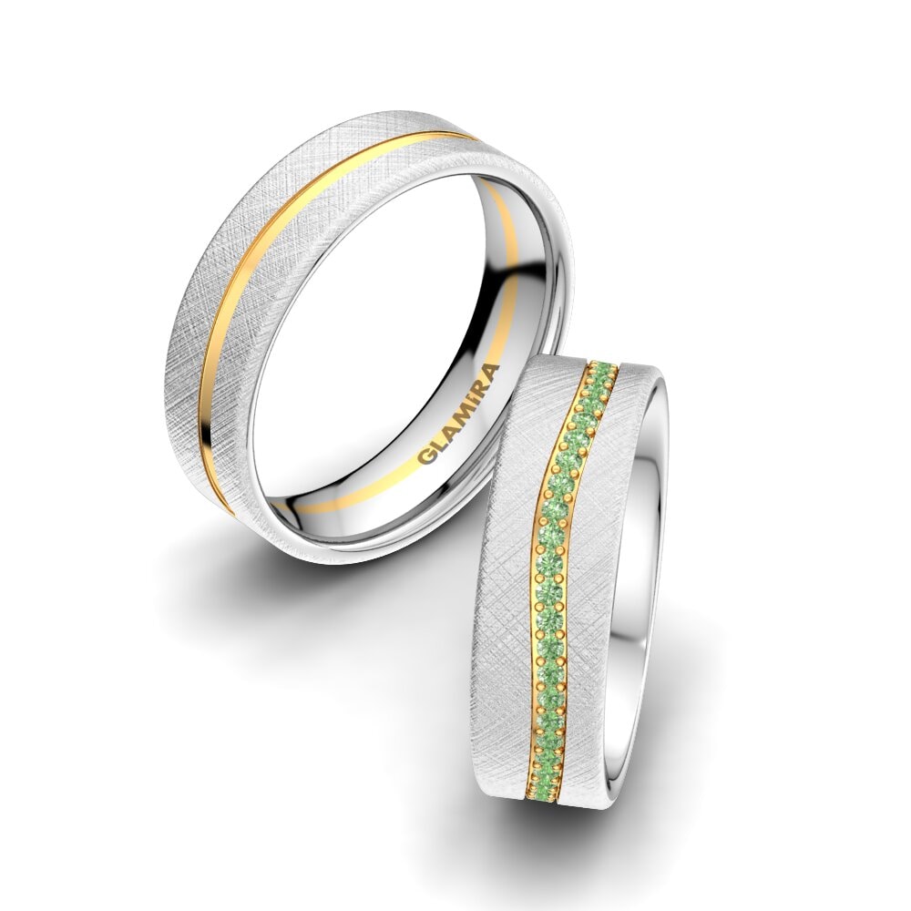 Diamante Verde Anillo de boda Marvelous Darling 6 mm