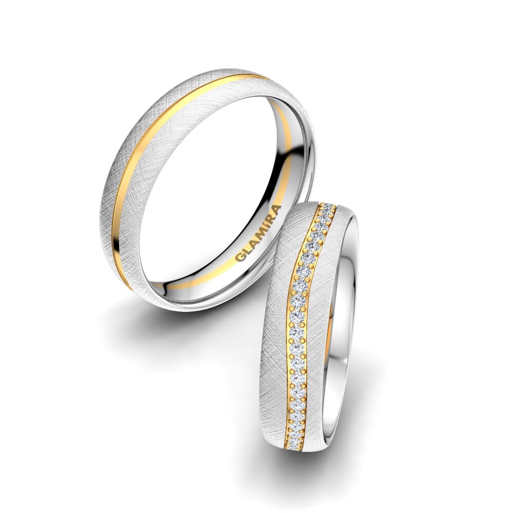9k Oro Blanco & Amarillo Ninguna Anillo de boda Marvelous Darling 5 mm