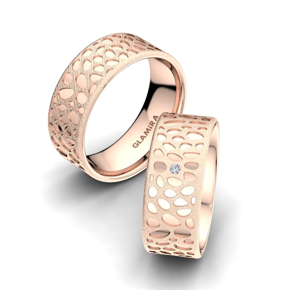 Or rose 14k Diamant Bague de Mariage Mysterious Touch 8 mm