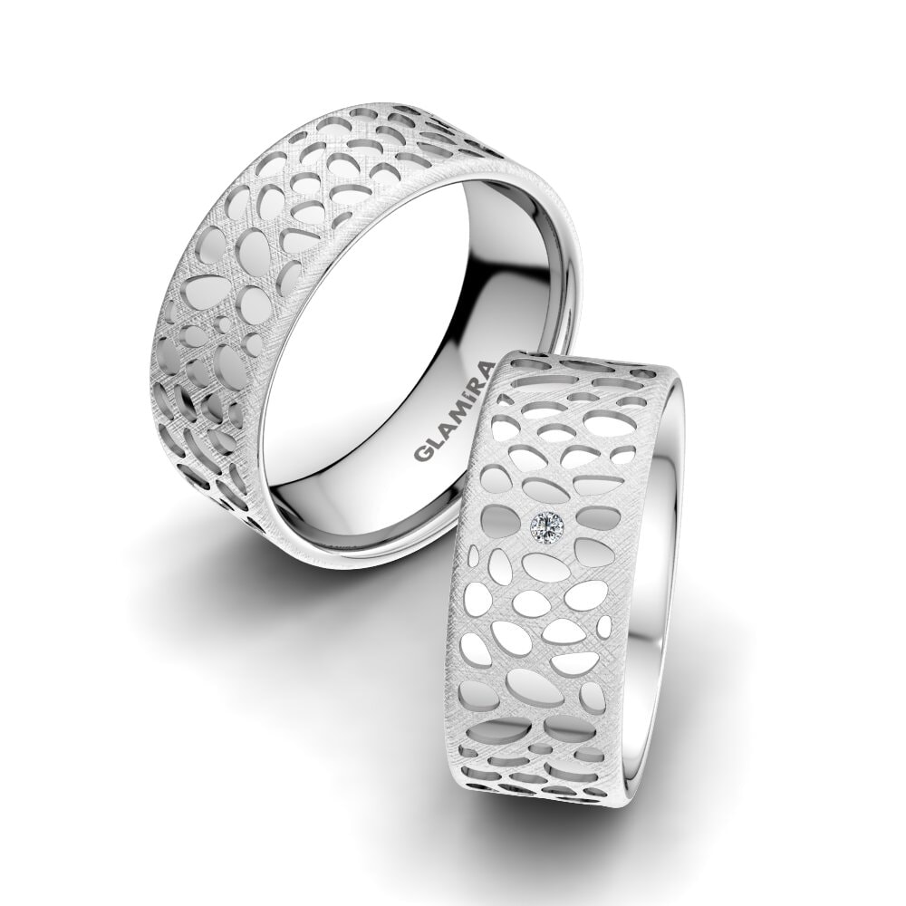 Argent Blanc Bague de Mariage Mysterious Touch 8 mm