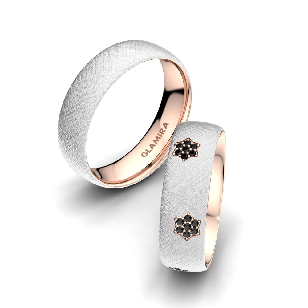 Zwarte Diamant Trouwring Natural Flower 6 mm