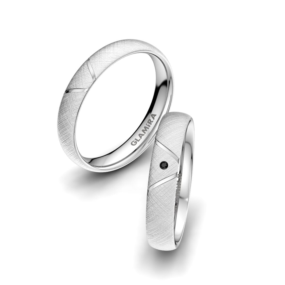 Vielsesring Noble Shape 4 mm Sort Diamant