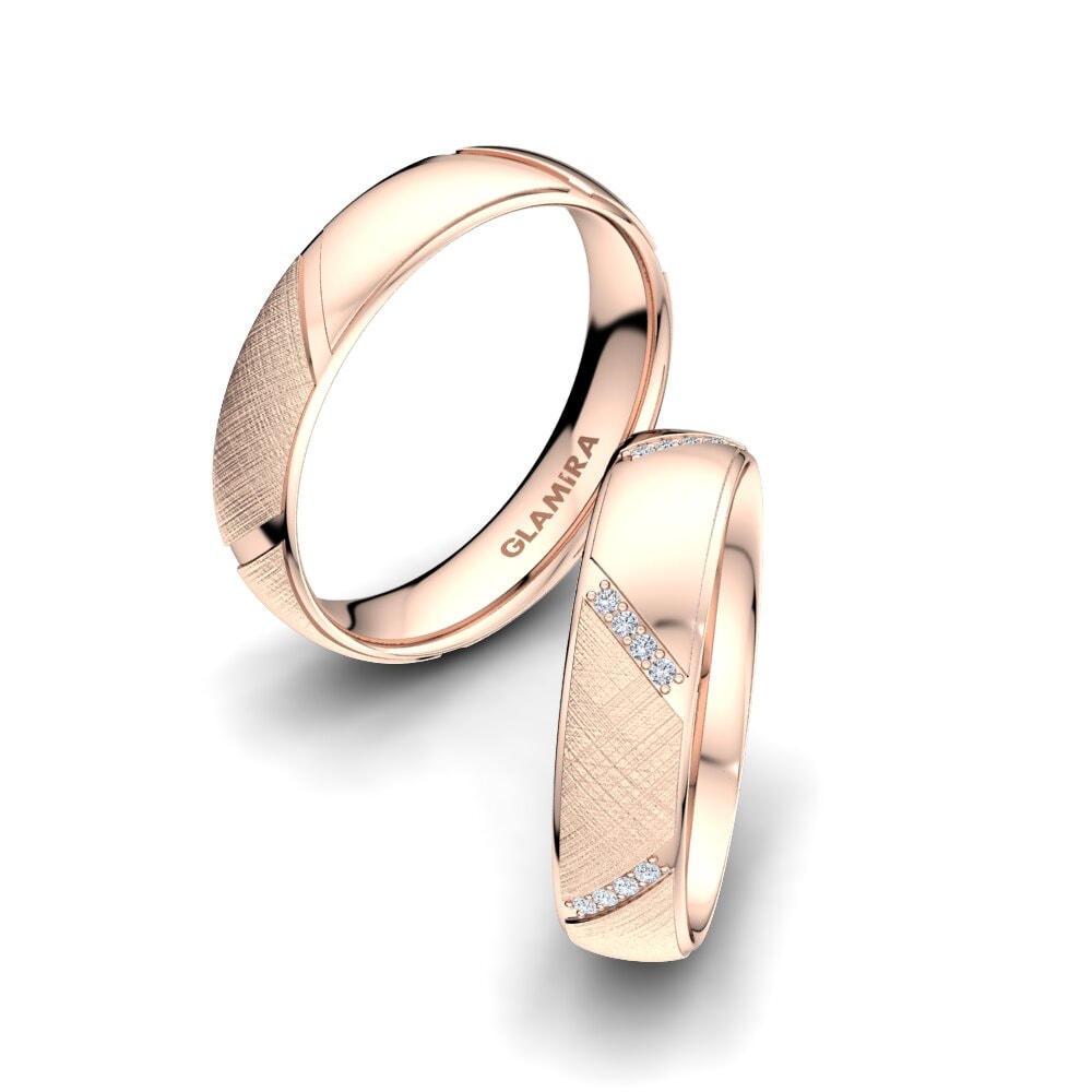 Or rose 14k Diamant Bague de Mariage Noble Silk 5 mm