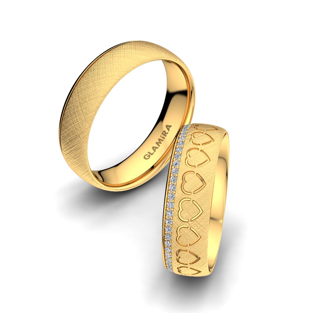 9k Yellow Gold Wedding Ring Ornate Leaf 6 mm