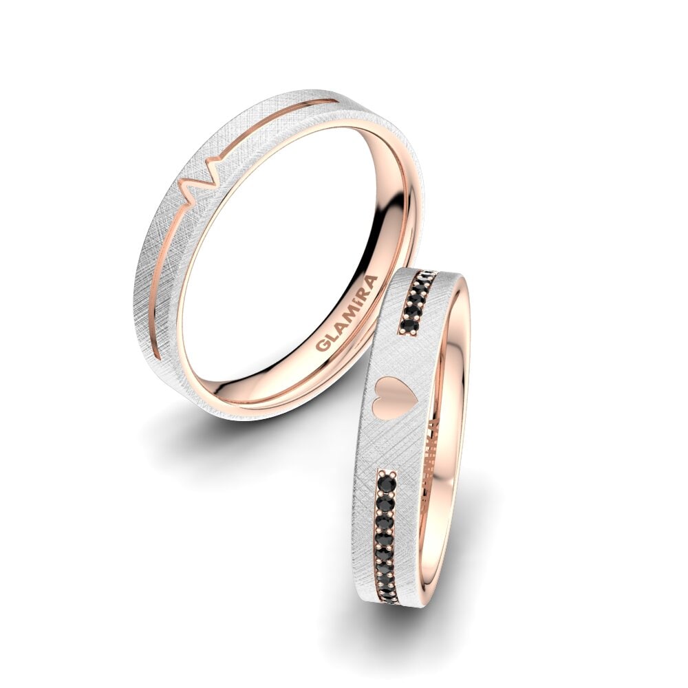 Zafiro negro Anillo de Pareja Passionate Waiting 4 mm