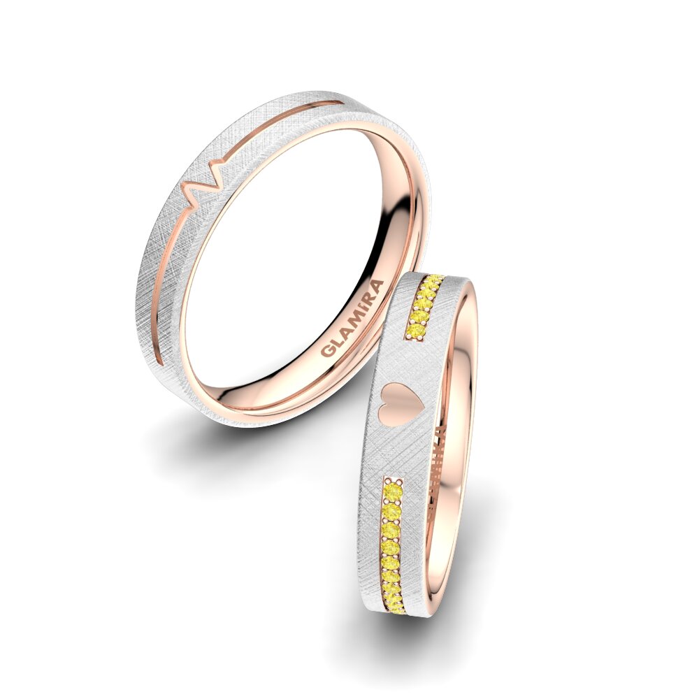 Yellow Sapphire Couple's Ring Passionate Waiting 4 mm