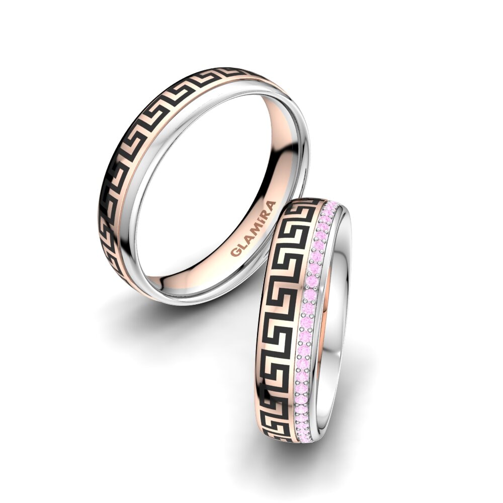 9k Oro Rosa & Blanco Zafiro Rosado Anillo de boda Essential Happiness 5 mm