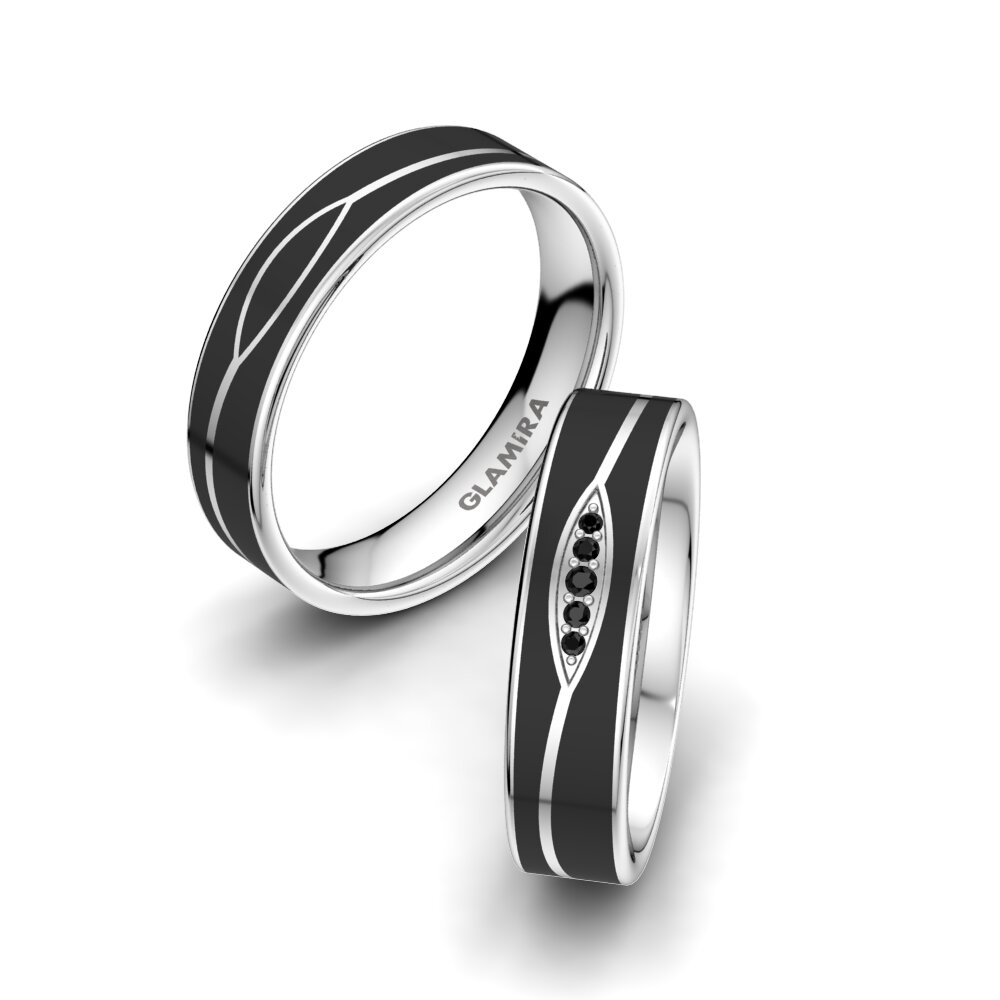 Ónix Negro Anillo de boda Mystic Swirl 5 mm