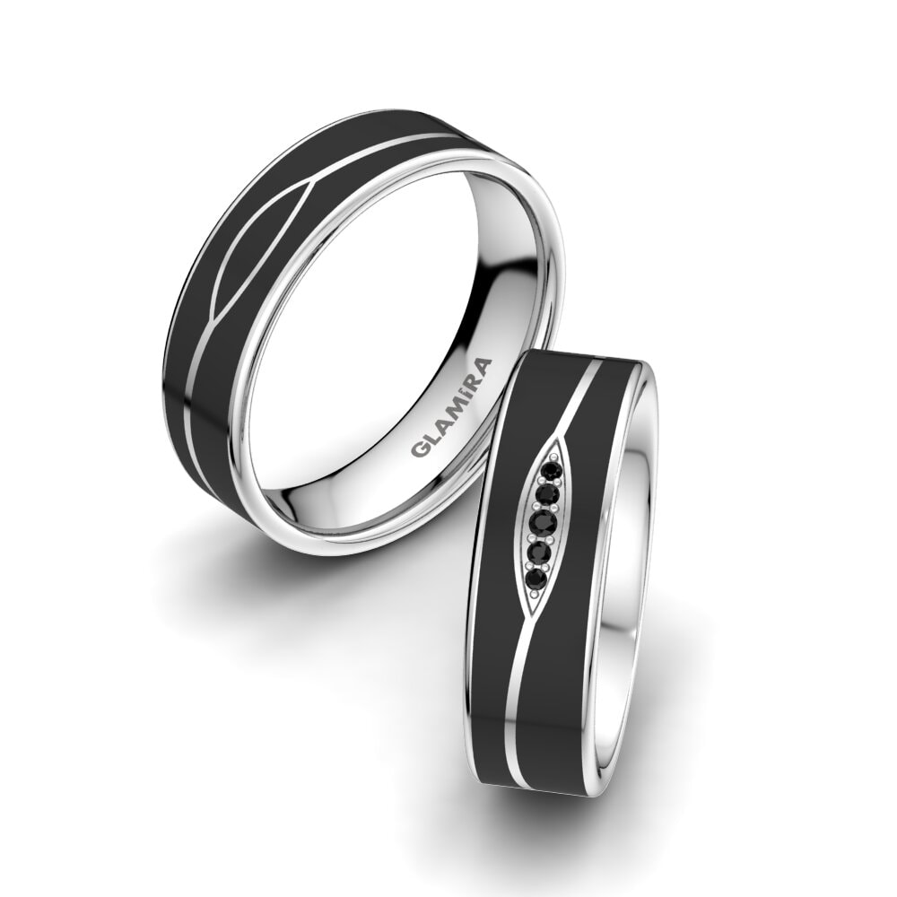 Zafiro negro Anillo de boda Mystic Swirl 6 mm