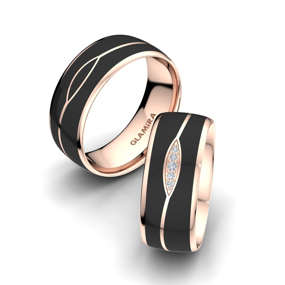 Or rose 14k Diamant Bague de Mariage Mystic Swirl 8 mm