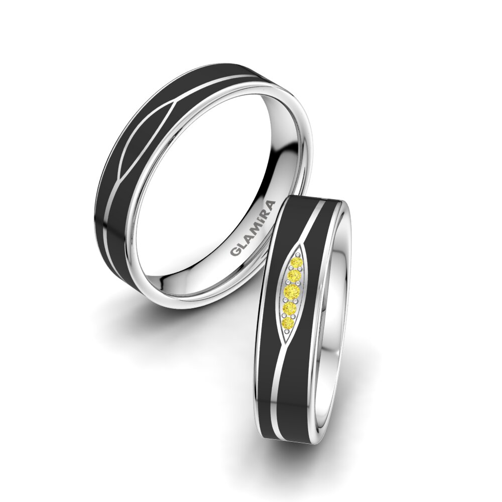 Yellow Sapphire Wedding Ring Mystic Swirl 5 mm