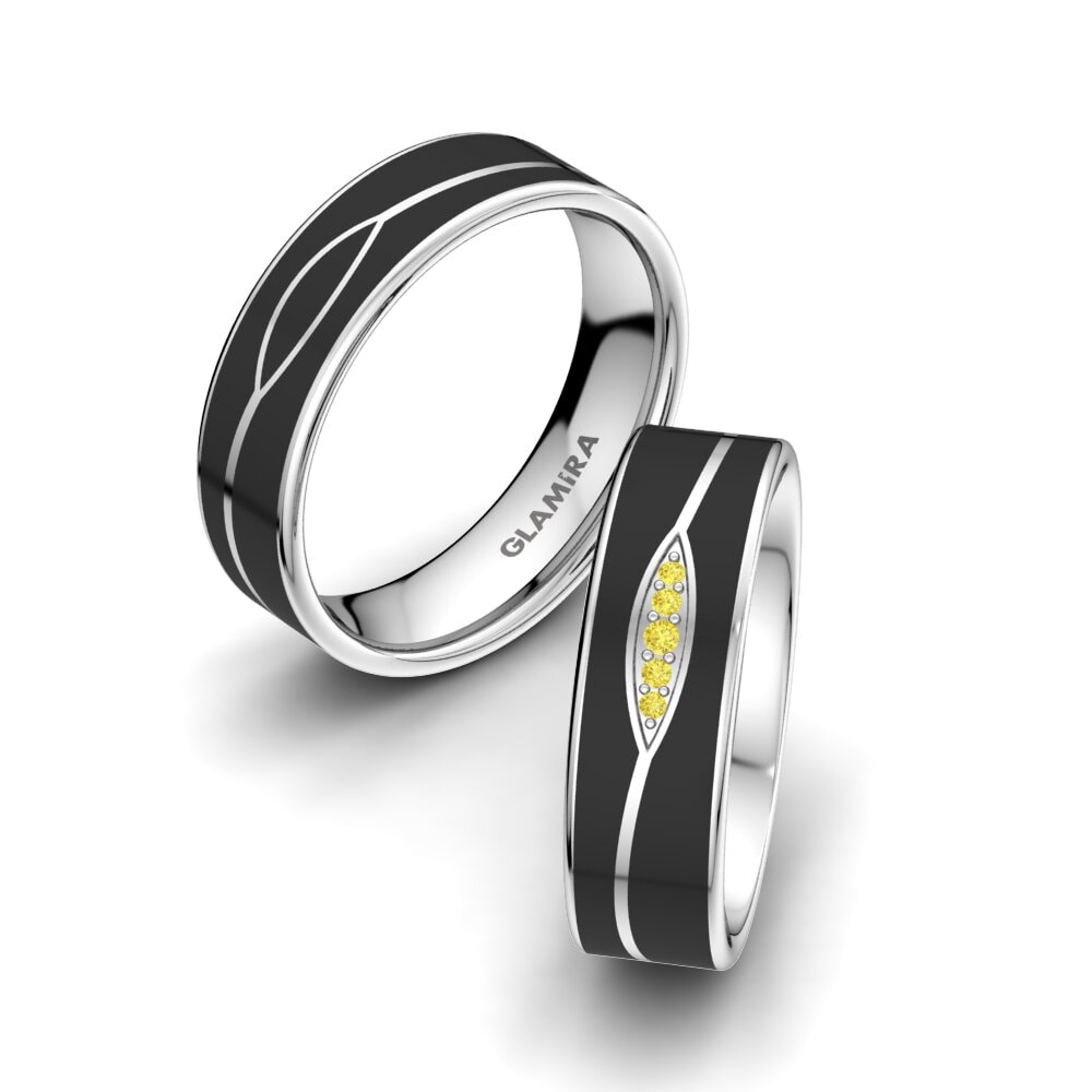 Yellow Sapphire Wedding Ring Mystic Swirl 6 mm