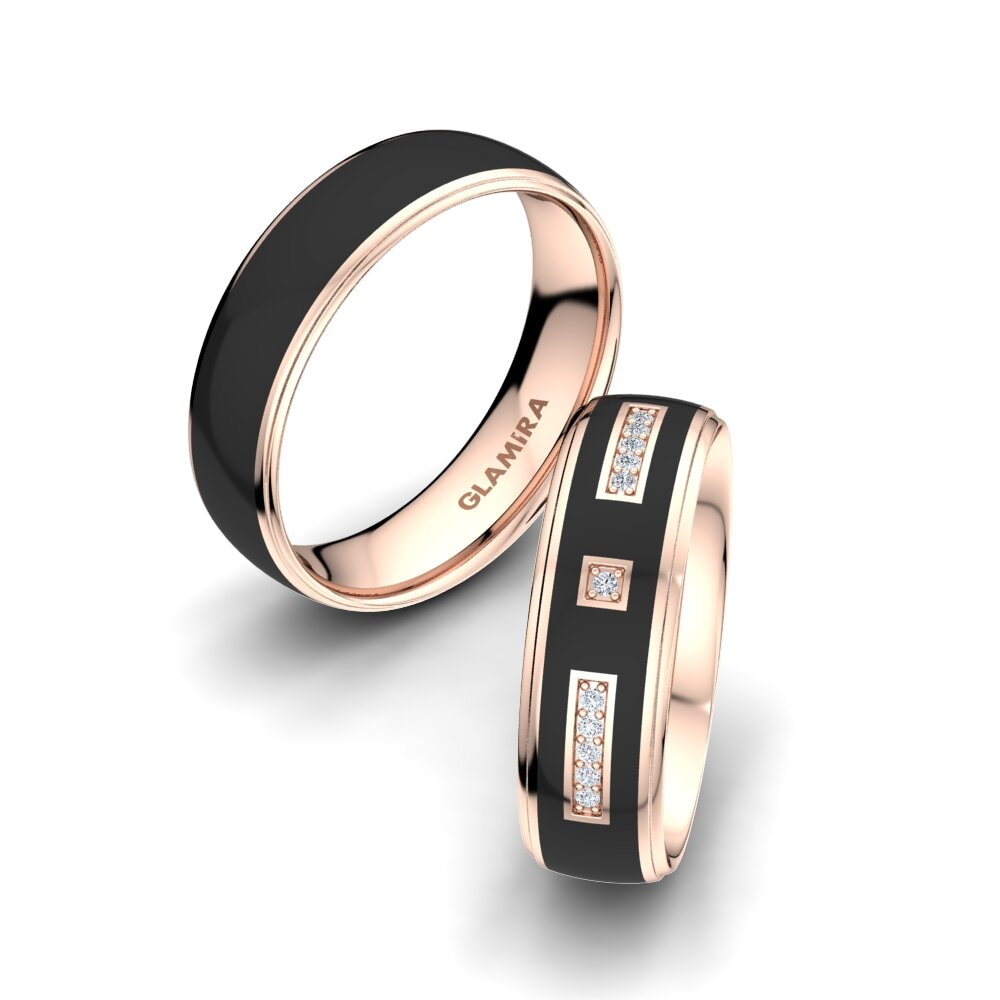 14ct Rose Gold Diamond Wedding Ring Mystic Unity 6 mm