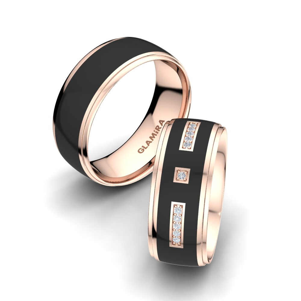 Or rose 14k Diamant Bague de Mariage Mystic Unity 8 mm