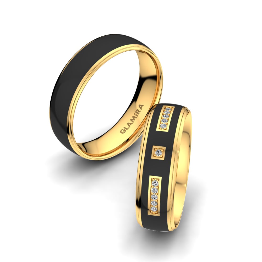 9k Yellow Gold Wedding Ring Mystic Unity 6 mm