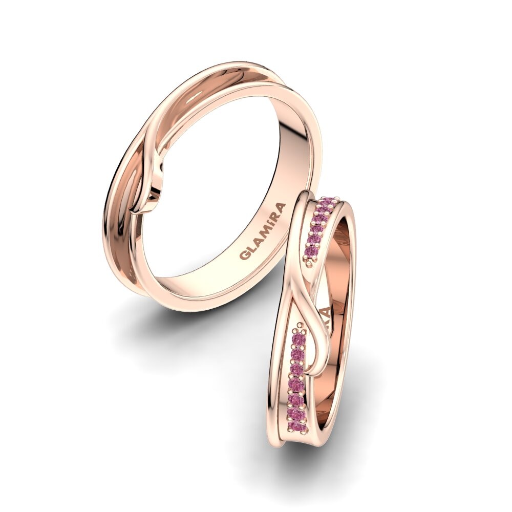 18k Oro Rosa Granate Rhodolite Anillo de boda Natural Capacity