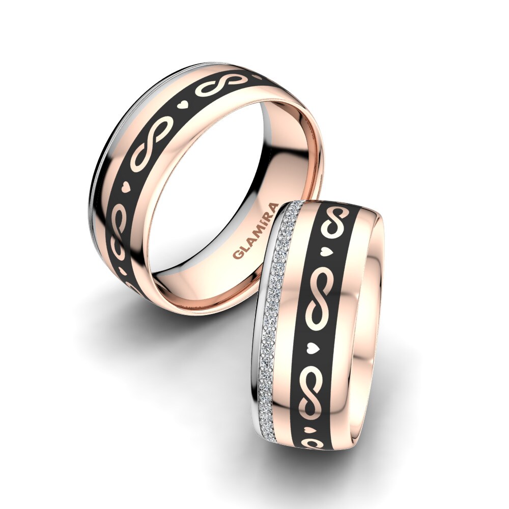 18k Rose & White Gold Wedding Ring Noble Inifinite 8 mm