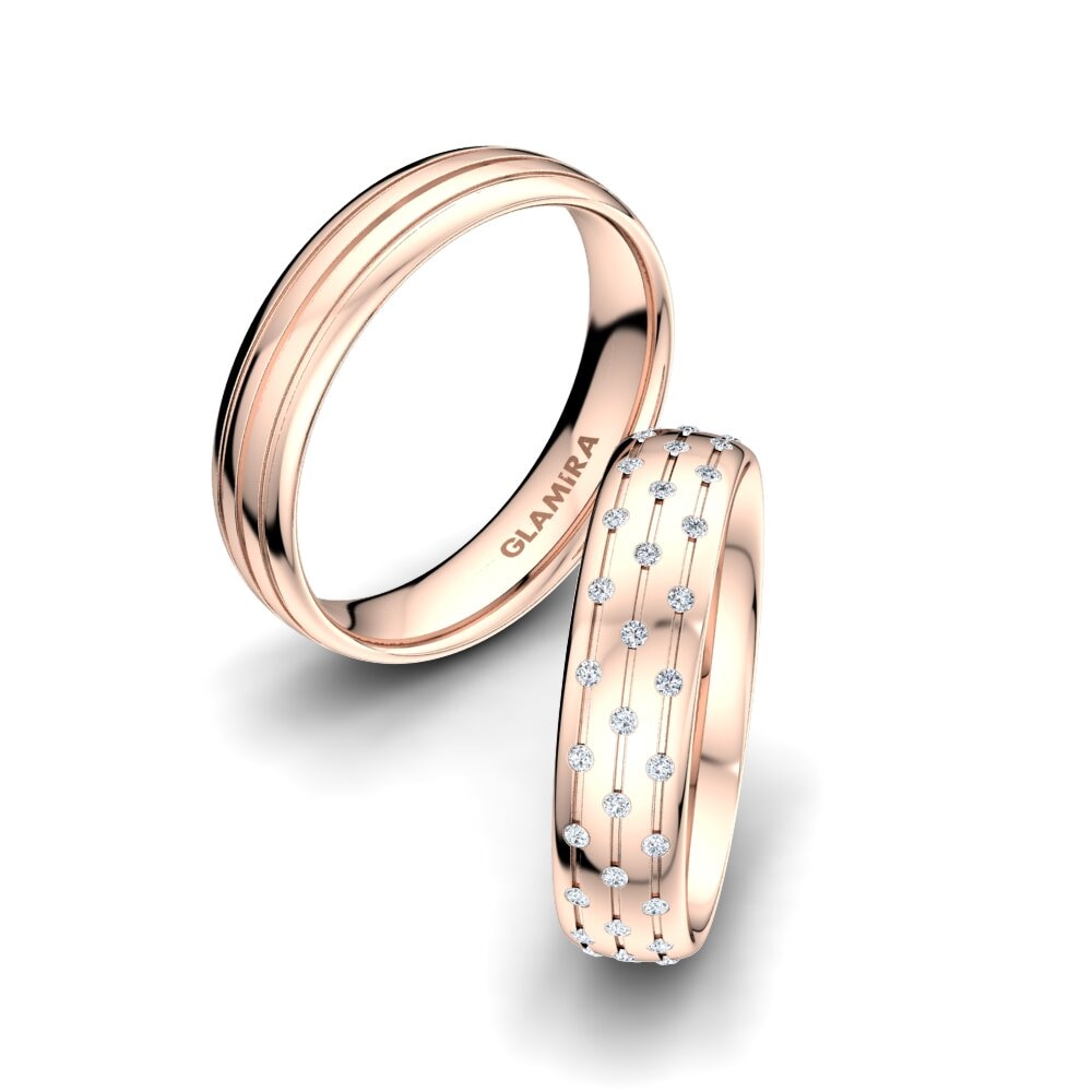 Or rose 14k Diamant Bague de Mariage Romantic Harmony 5 mm