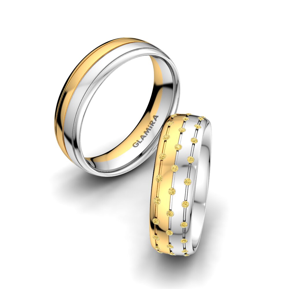 Gele Diamant Trouwring Romantic Harmony 6 mm