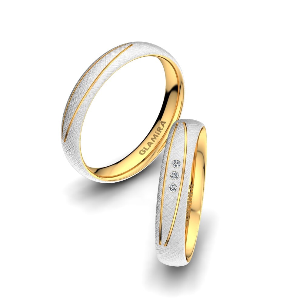 18k White & Yellow Gold Wedding Ring Natural Alluring 4 mm