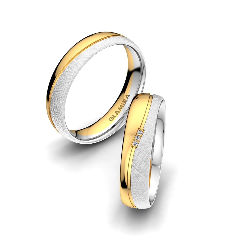 14k White & Yellow Gold Wedding Ring Romantic Touch 5 mm