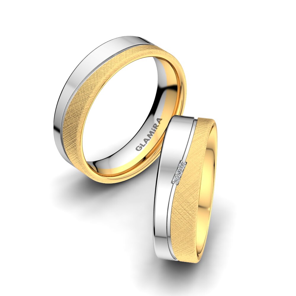 Twinset 14k 黃白K金 結婚戒指 Romantic Touch 6 mm