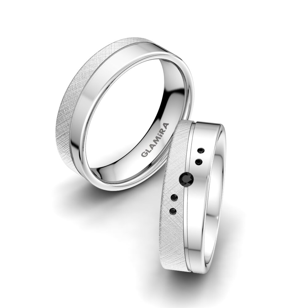 Zafiro negro Anillo de boda Romantic Trust 6 mm