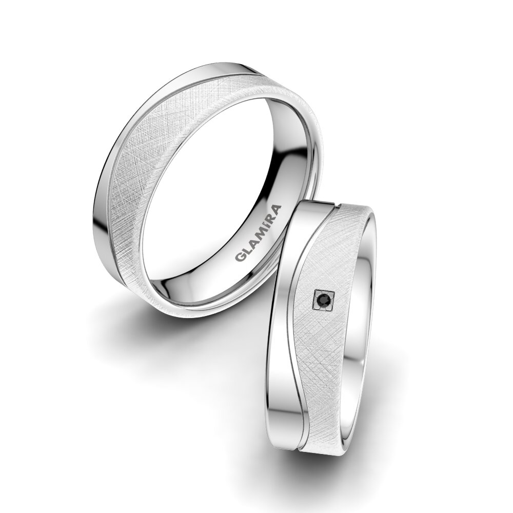 Diamante Negro Anillo de boda Sense Drops 6 mm