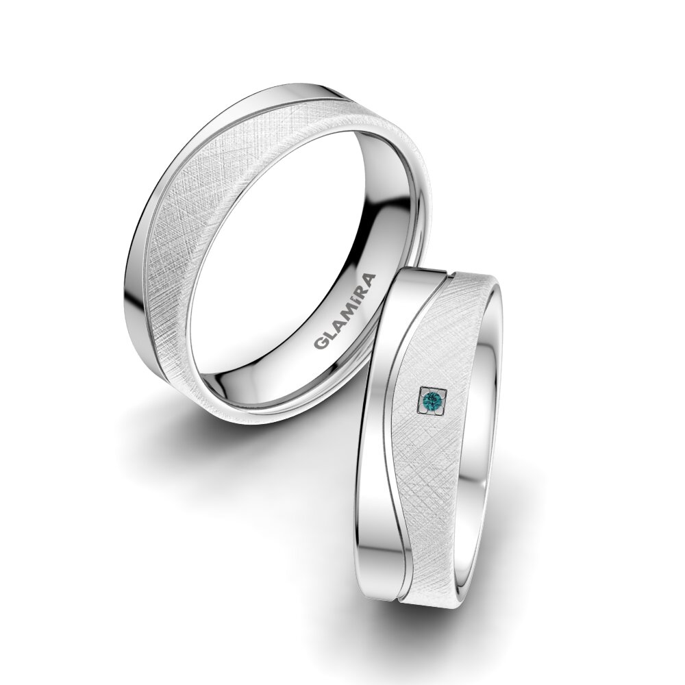 Diamante Azul Anillo de boda Sense Drops 6 mm