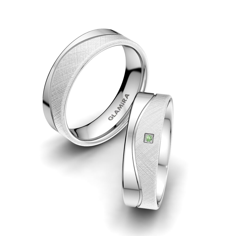 Diamante Verde Anillo de boda Sense Drops 6 mm