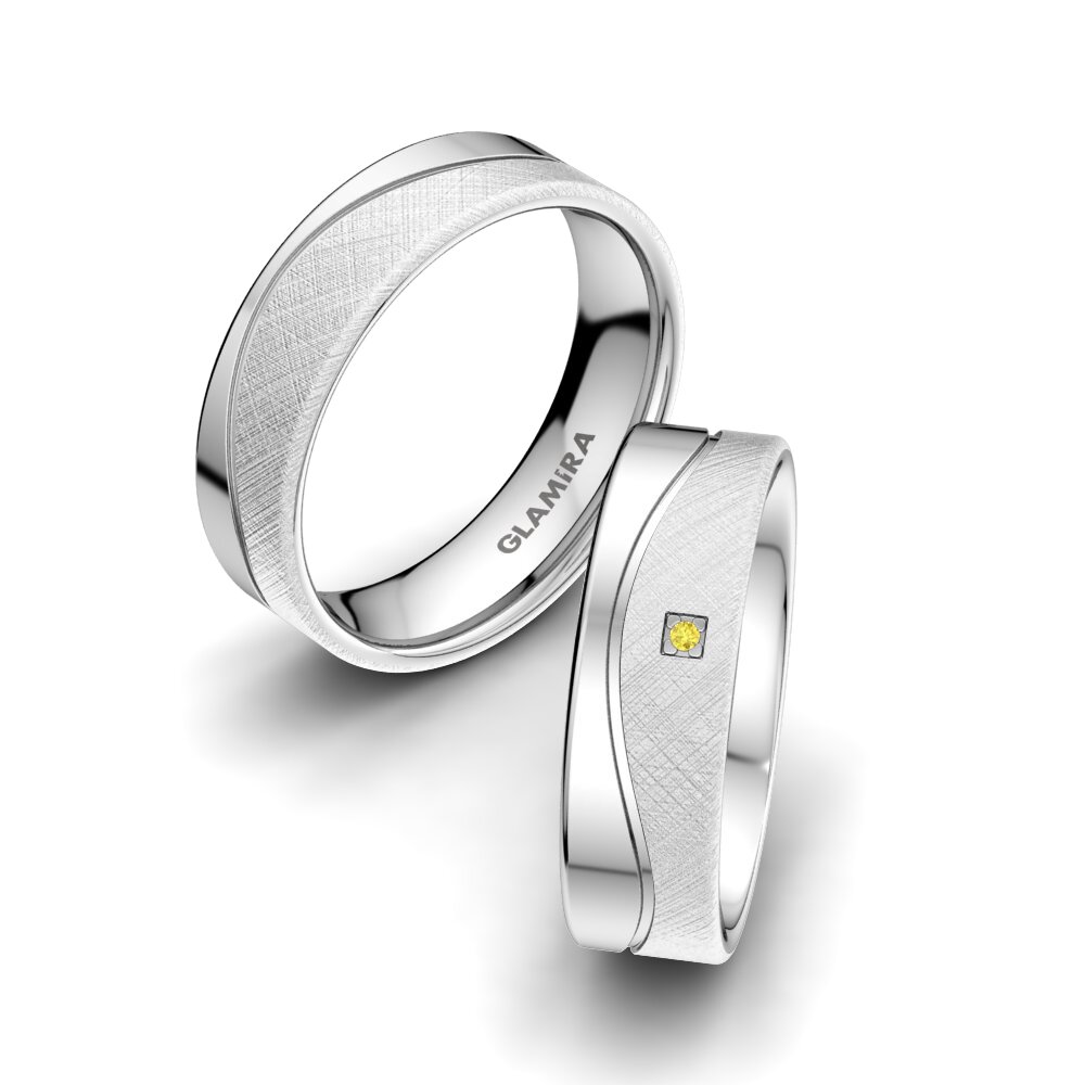 Yellow Sapphire Wedding Ring Sense Drops 6 mm