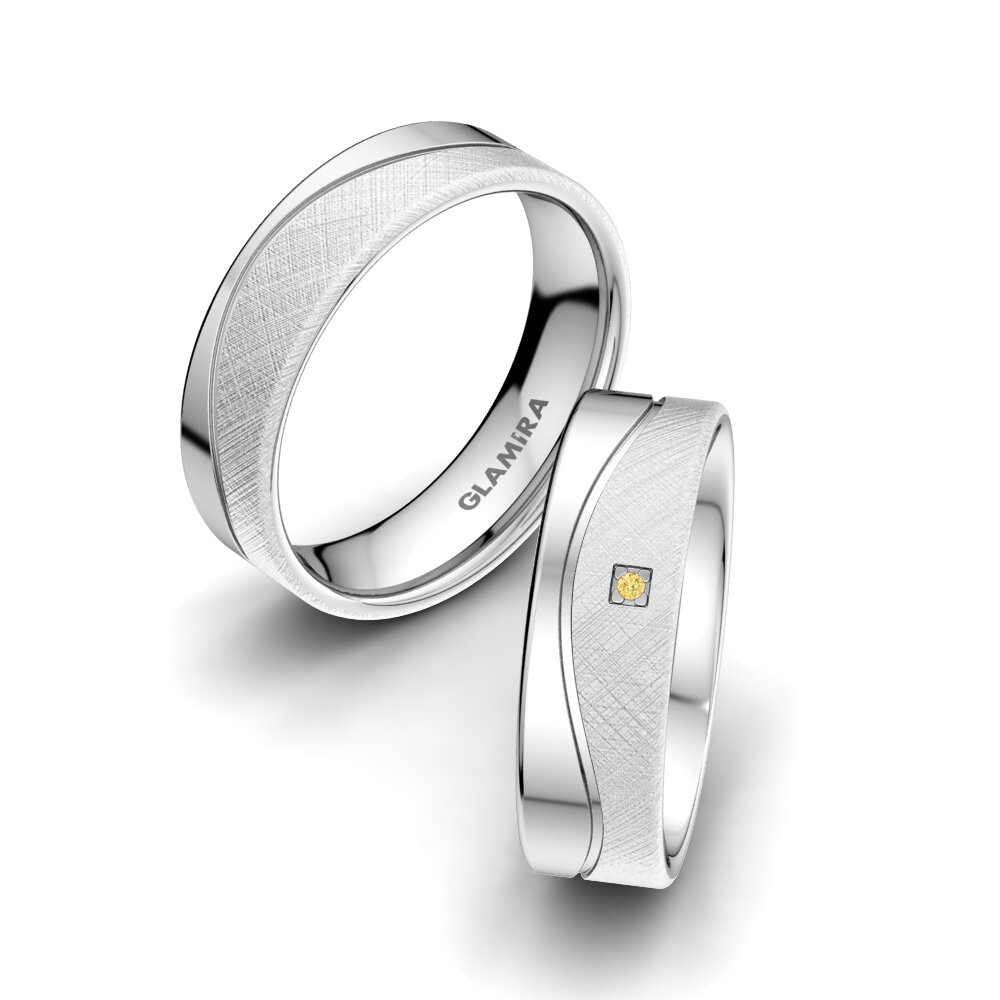 Diamante Amarillo Anillo de boda Sense Drops 6 mm