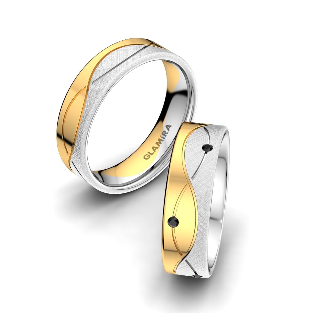 Zafiro negro Anillo de boda Sense Mira 6 mm