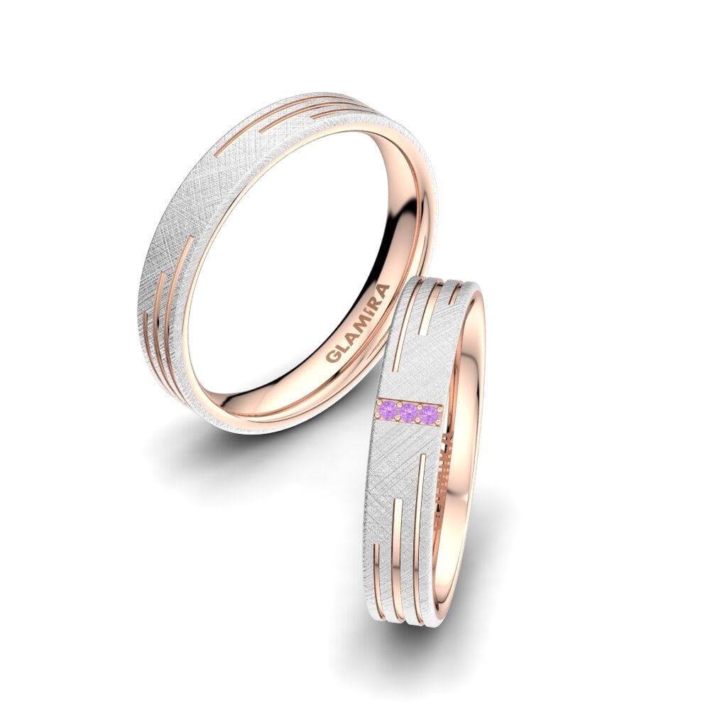 Amethyst Wedding Ring Shimmering Road 4 mm
