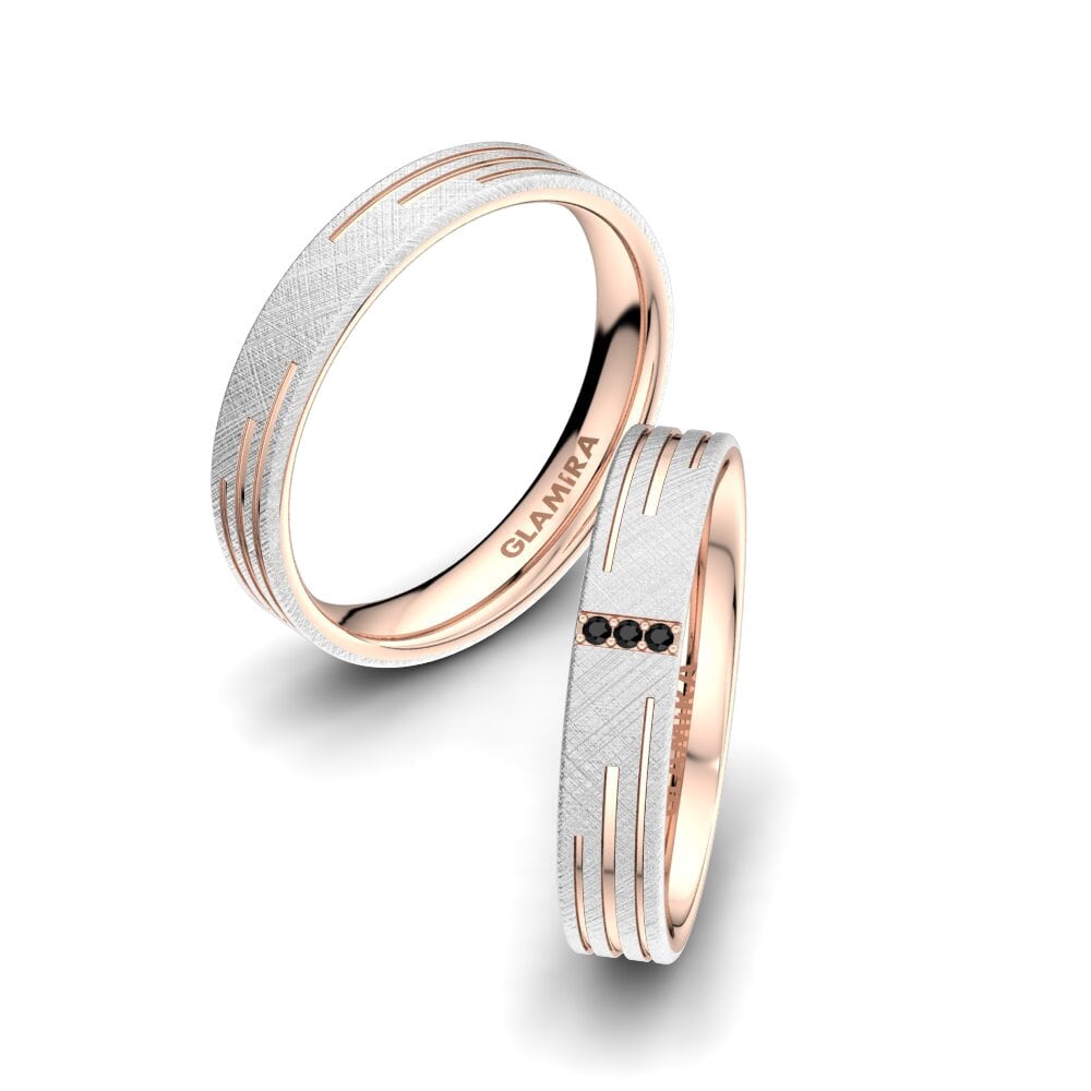 Zafiro negro Anillo de boda Shimmering Road 4 mm