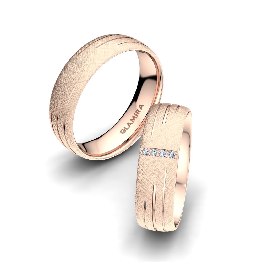 14ct Rose Gold Diamond Wedding Ring Shimmering Road 6 mm