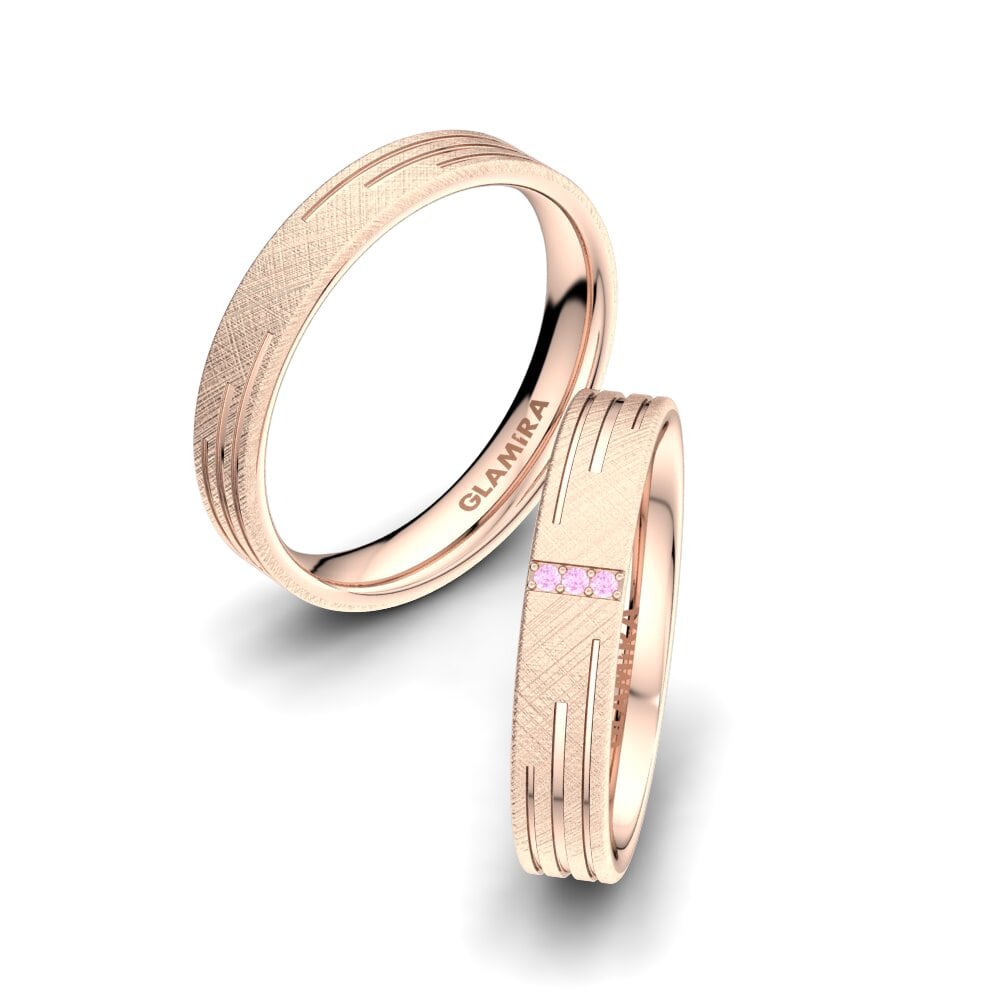 Pink Sapphire Wedding Ring Shimmering Road 4 mm