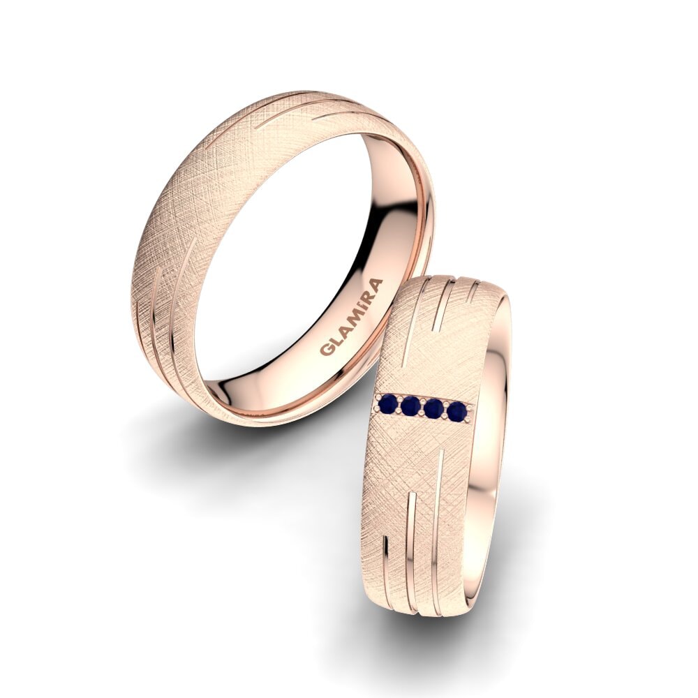 14ct Rose Gold Sapphire Wedding Ring Shimmering Road 6 mm