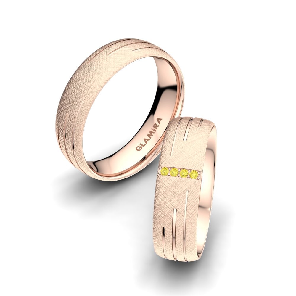 14ct Rose Gold Yellow Sapphire Wedding Ring Shimmering Road 6 mm