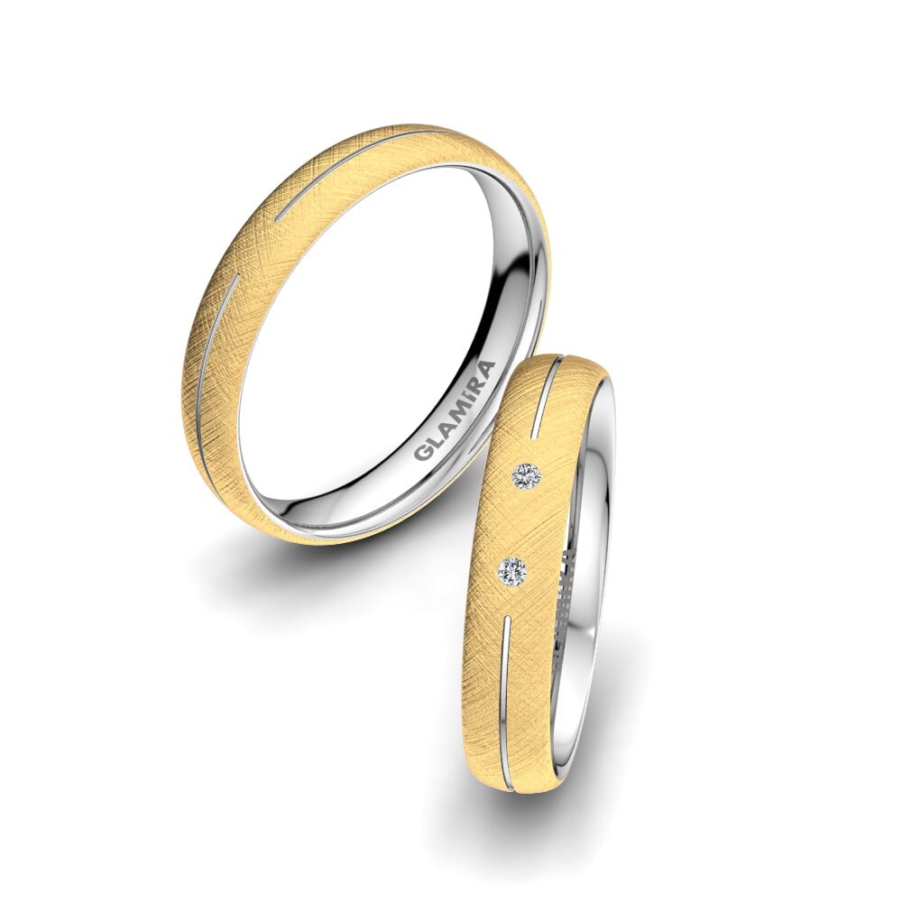 Anillo de boda Splendid Spring 4 mm 9k Oro Amarillo & Blanco