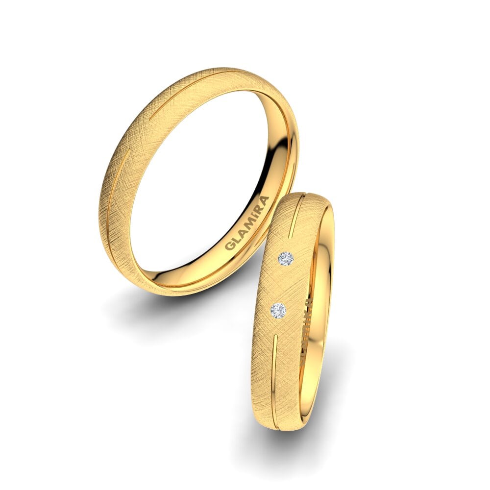 Żółte Złoto 585 Diament Laboratoryjny Obrączka ślubna Splendid Spring 4 mm