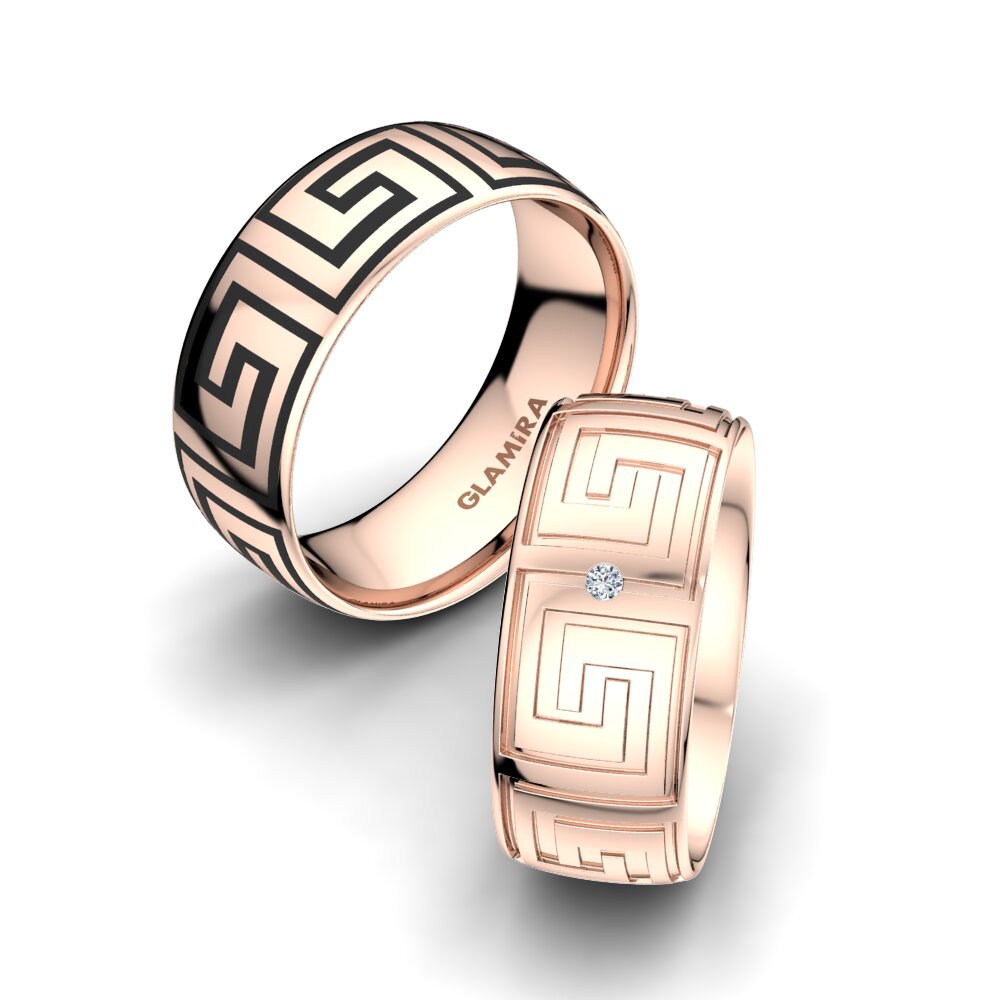 Or rose 14k Diamant Bague de Mariage Strong Light 8 mm